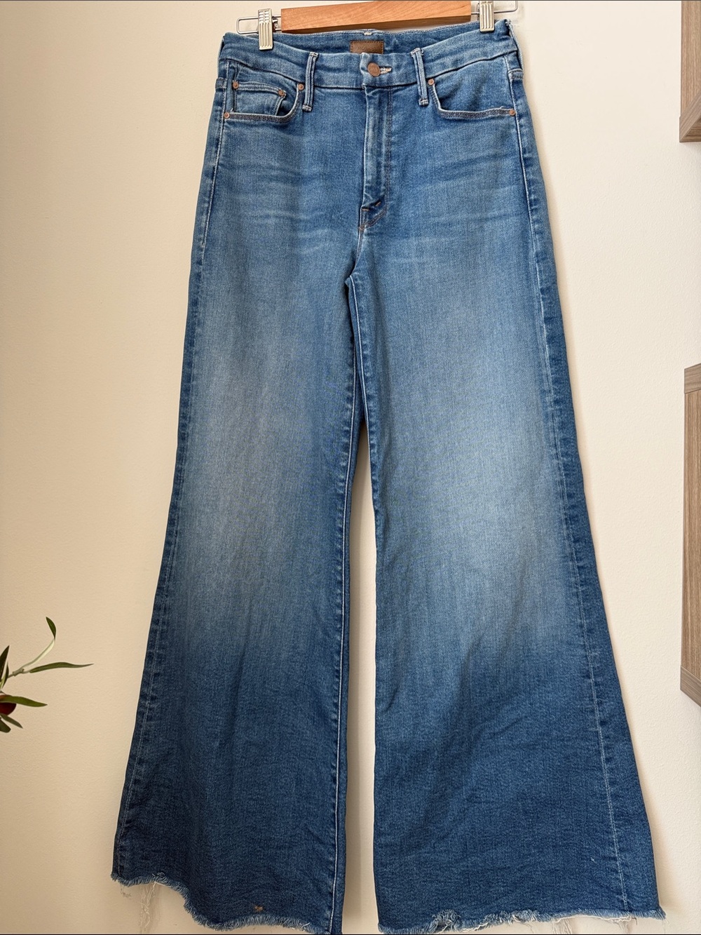 MOTHER Blue High-Rise Wide Leg Flare Jeans - Picture 2 of 14